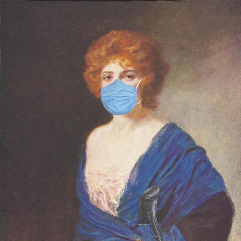 Staubsaugerin mit Maske