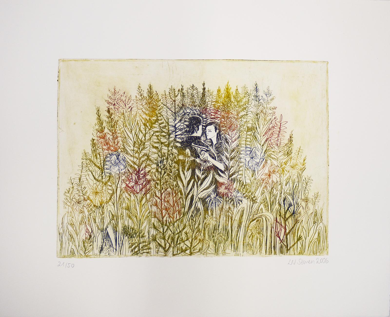 Im Garten - Radierung