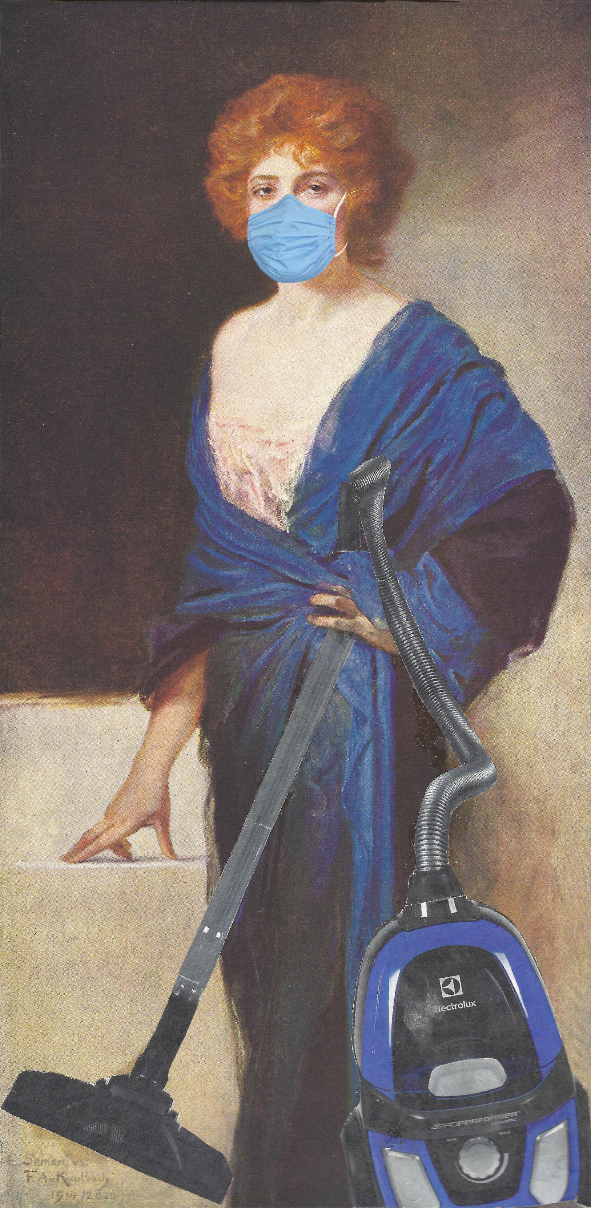 Staubsaugerin mit Maske